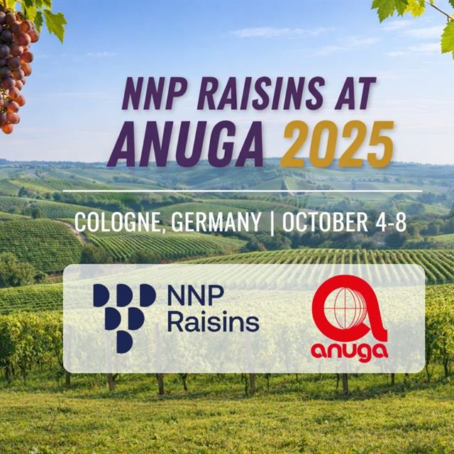 Pre-show graphic: NNP Raisins at Anuga 2025, Cologne, Germany, October 4 to 8.